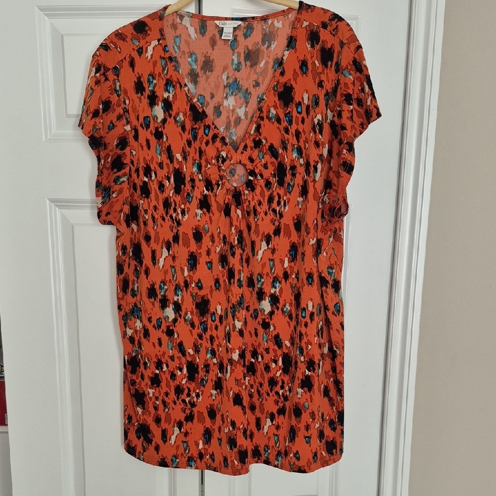 Orange Patterned Women's Top